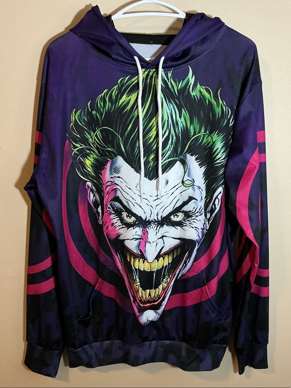 Joker Graphic Hoodie Purple Black Men’s XXL 49” Chest - Like New